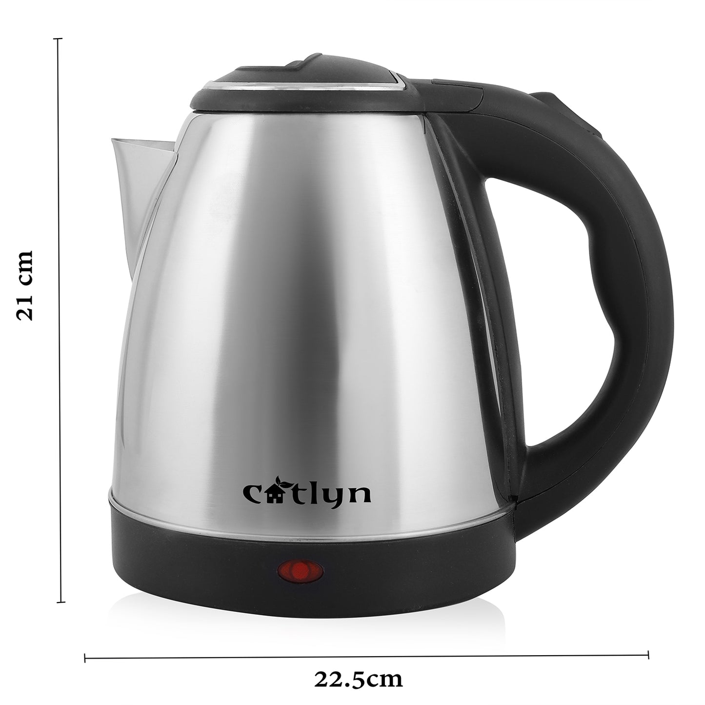 Catlyn – LUFFY Stainless Steel Electric Kettle (1500W, Silver & Black)