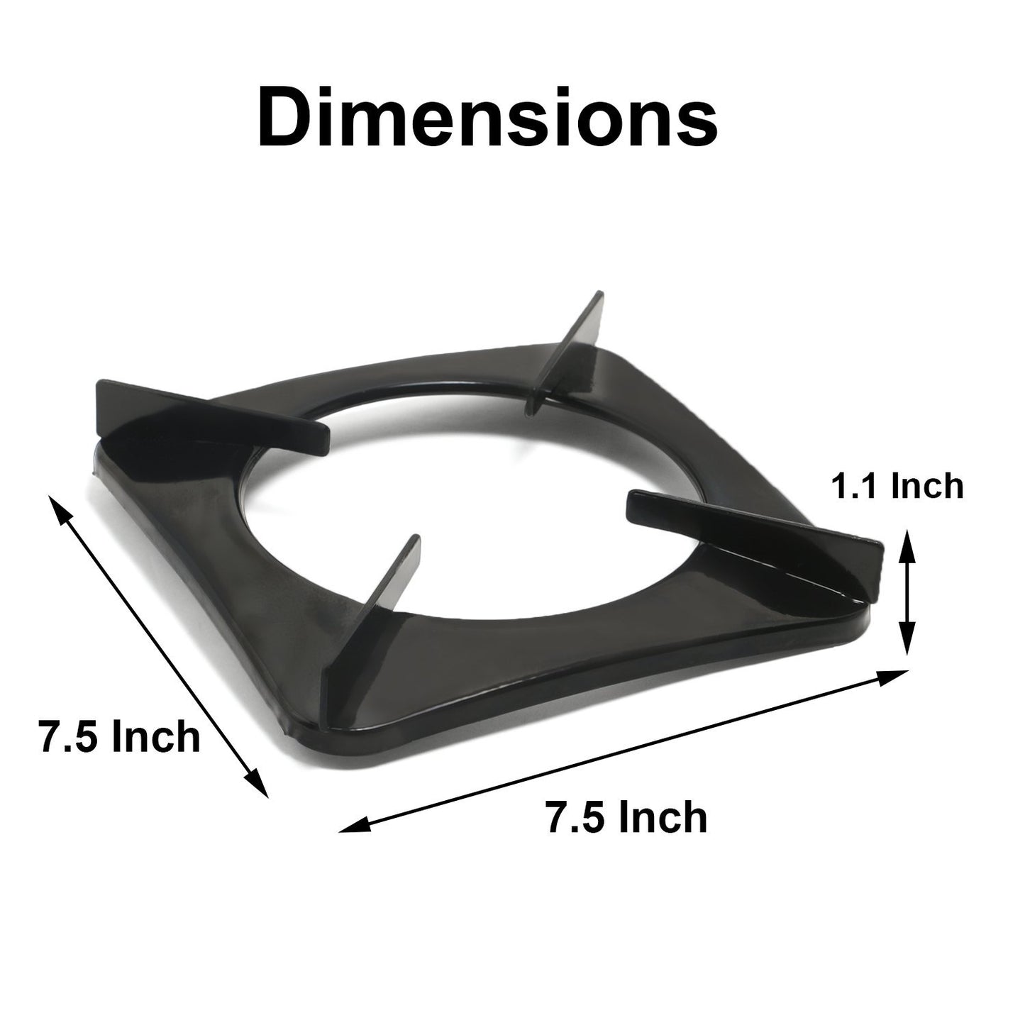 MS Coated Square Sheet Pan Support for LPG Gas Stove – Durable Stove Stand, Matte Finish (Pack of 2)