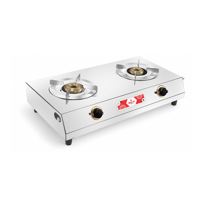 Cooktop Marvel - 2 Burner Royal VS2 Stainless Steel Gas Stove, Jointless Body, SS Round Pan Support, Brass Dial Plate, Brass Top (CIRCULAR RO - 2102)